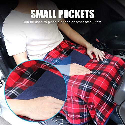 Plush Heated Throw Blanket, Sandistore Portable 5V USB Electric Heated Car Office Use Winter Warm Blanket Cover Heater Ultra Soft Plush Electric Heated Warming Pad for Feet, Back, Waist, and Abdomen