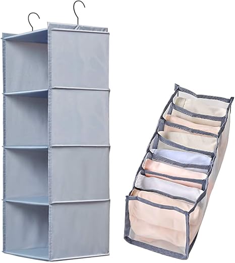 Amazon 令和最新版 ｑｚｄｇ クローゼット吊り下げ収納 4階 折りたたみ 収納 衣類ラック クローゼット 収納 オックスフォード布 洗える 取り付け簡単 大容量 クローゼット吊り下げ収納 オンライン通販