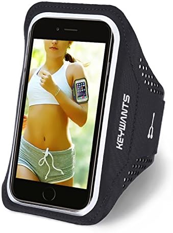 Armband Fits for 4.7 inch iPhone 6S/6, KEYWANTS Sport Arm Band with Key + Credit Card Holder , Water Resistant Soft Lycra Good for Running Biking Walking (Black)