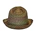 Boho Festival Straw Fedora Sun Hat in Olive, Brown and Rust Earth Tones, One Size