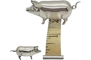 Mini Pig Tape Measure - Antique Pig Design for Sewing & Body Measurements, Vintage Metal Retractable Tape for Crafts & Quilti
