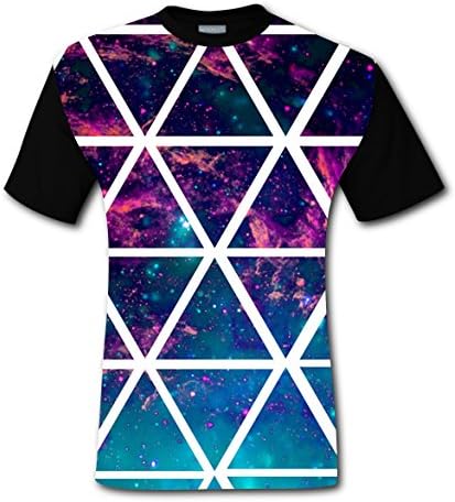 Fightforme Galaxy Triangles Men's Spliced Color Novelty Funny Sleeve T Shirt