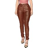 Womens High Waisted Stretch Faux Leather Pants PU Coated Legging Juniors