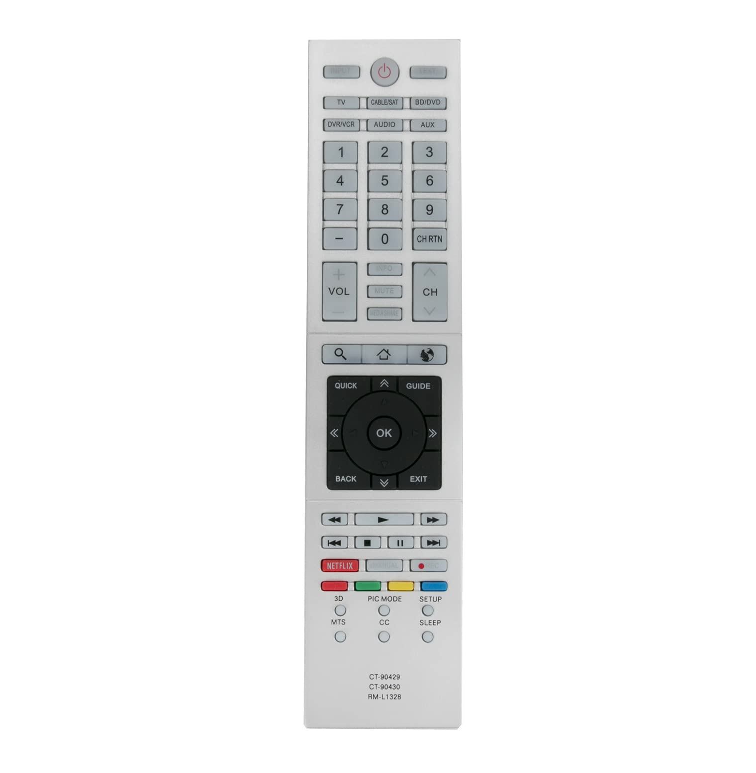 AULCMEET CT-90429 CT-90430 RM-L1328 Replacement Remote Control Compatible with Thoshiba 4K OLED TV 58l7363D 40L3775D 50L7363DG 40L7355DB 40L6353D 32L6353DG 32L6363DG 40L6363DG 32L4333DG