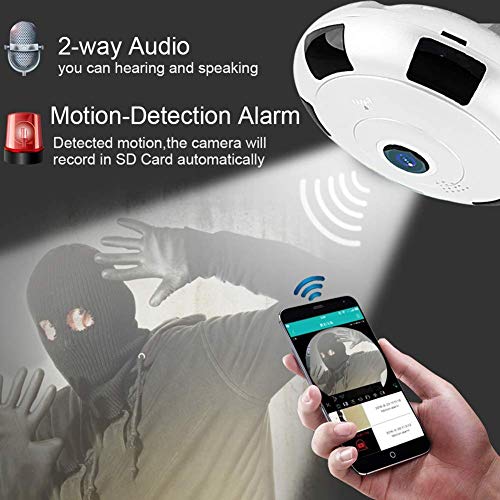 WiFi IP Camera 360 Degree Camera Surveillance Home Security Wireless Camera 1080p Full HD Wide Lens, Night Vision 2 Way Audio for Home/Office/Nanny/Pet/Baby Monitor Cam with iOS, Android App - Thumbnail 3