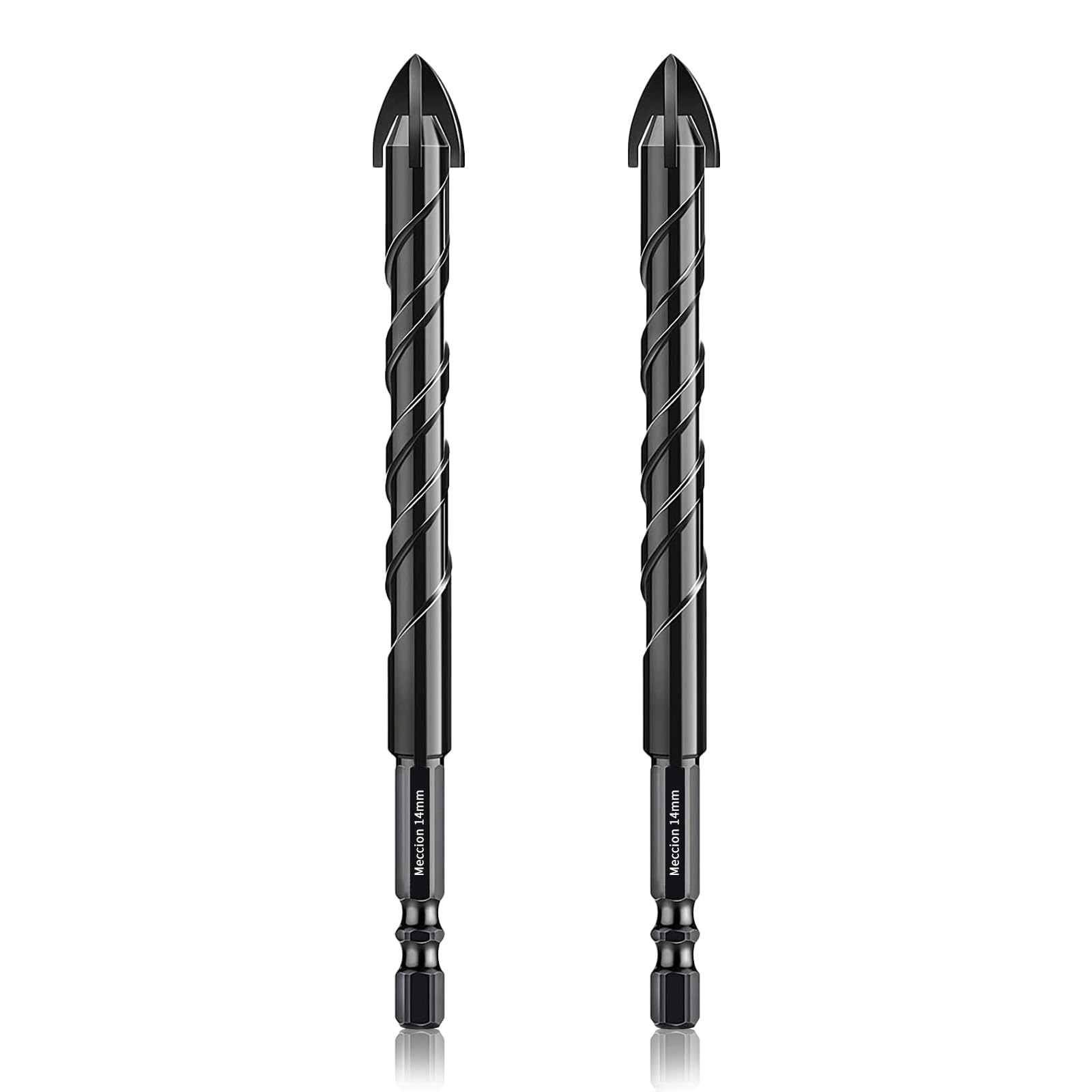 Meccion Tile Drill Bit 14mm x 2Pcs Professional Cross Tungsten Carbide Tip Drill Bits for Tile, Brick, Glass, Porcelain, Plastic, Wood, Cement, Mild Metal — image 1