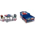 Delta Children Kids Table and Chair Set With Storage (2 Chairs Included) - Ideal for Arts & Crafts, Snack Time, Homework & More, Disney/Pixar Cars, 3 Piece Set & Plastic Toddler Bed, Disney/Pixar Cars