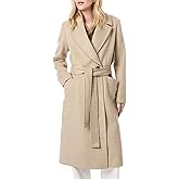 Danedvi Women's Notch Lapel Collar Pea Coat Long Sleeve Casual Fall Winter Long Overcoat with Belt