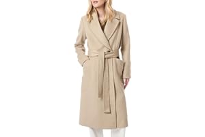 Danedvi Women's Notch Lapel Collar Pea Coat Long Sleeve Casual Fall Winter Long Overcoat with Belt