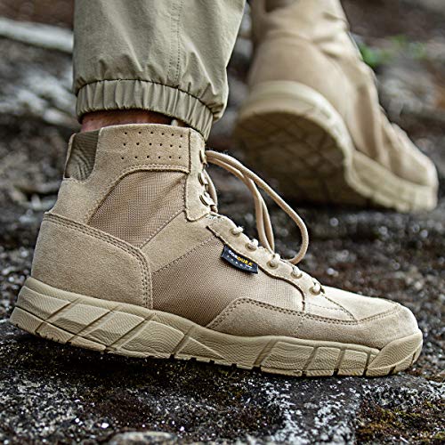 FREE SOLDIER Men's Tactical Boots 6" inch Summer Lightweight Breathable Desert Boots with Thin Durable Fabric(Tan, 12.5 US) - Thumbnail 6