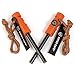 Swiss Safe 5-in-1 Fire Starter with Compass, Paracord and Whistle (2-Pack) for Emergency Survival Kits, Camping, Hiking, All-Weather Magnesium Ferro Rod (Hunting Orange)