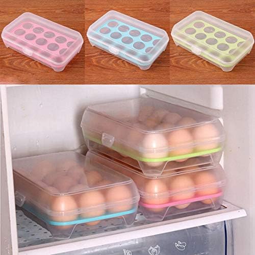 Partm Partm Kitchen Refrigerator Eggs Storage Box for 15 pcs Eggs Food Storage Container Case Egg Holder Storage Boxes & Organizers