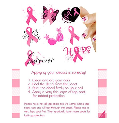 50 Breast Cancer Awareness Nail Art Decals Stickers