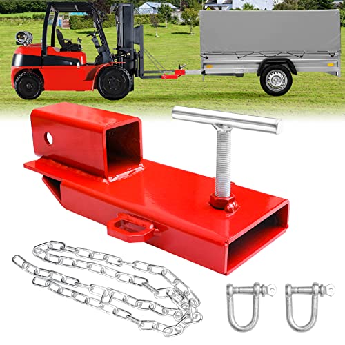 EBESTTECH - Attacco per gancio di traino per carrello elevatore, 1 pezzo, 5,1 cm, adattatore per rimorchio con catena, colore: rosso