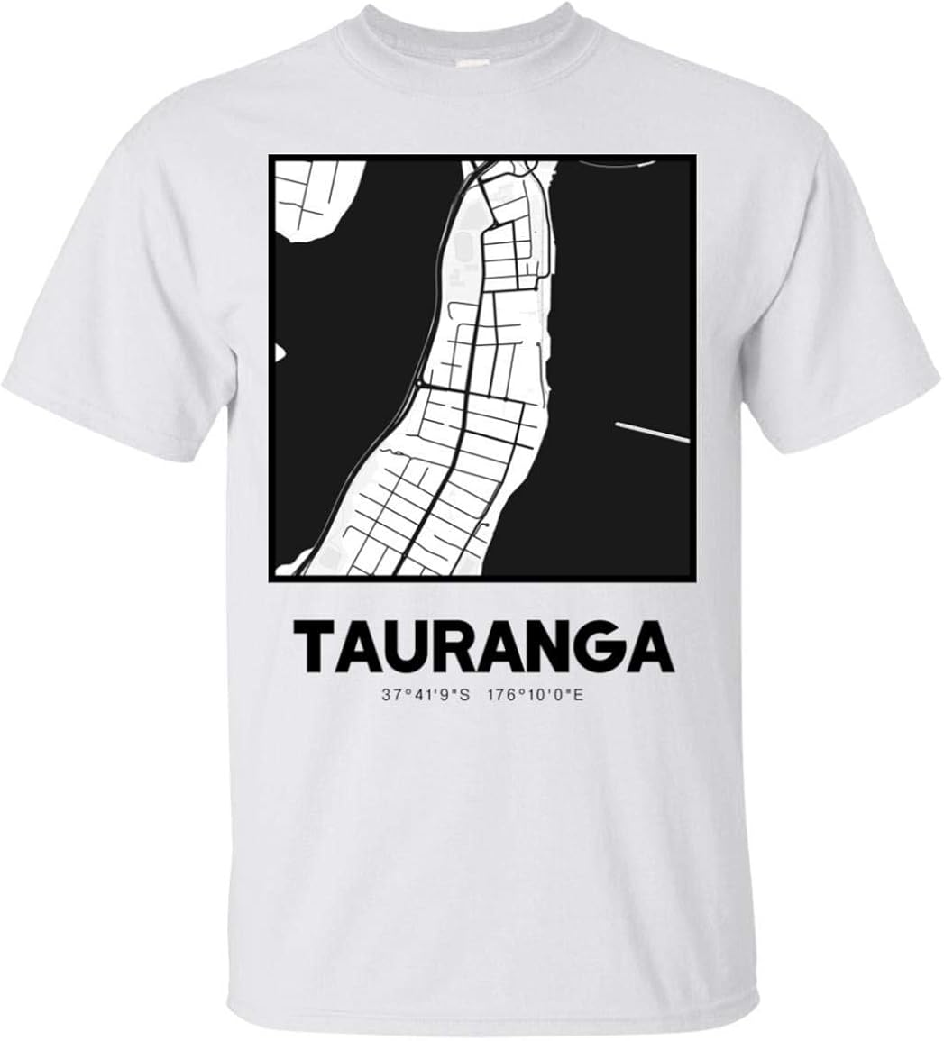 Tauranga City Map Ultra Cotton TShirt White/XL Clothing