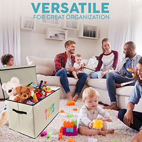 Woffit Toy Storage Organizer Chest for Kids & Living Room, Nursery, Playroom, Closet etc. - Extra Large Collapsible Toys Bin with Flip-top lid for Children & Dog Toys, Great Box for Boys and Girls