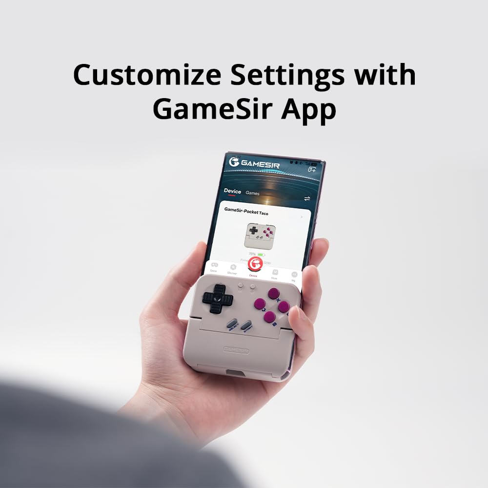 GameSir Pocket Taco Verticaler Mobiler Gaming-Controller - Retro Arcade Bluetooth Gamepad für Android & Smartphone, Tragbar, 600mAh Akku, App-Anpassung - Weiß 8