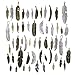 40pcs Mixed Antique Bronze/Antique Silver Feather Charms Pendants Jewelry Making Accessories DIY