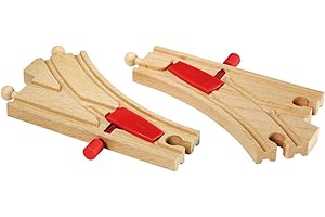 BRIO World - 33344 Mechanical Switches | 2-Piece Interactive Wooden Train Tracks Set | Enhances Motor Skills | Compatible with BRIO Toys | Great Gift for Kids Ages 3 and Up