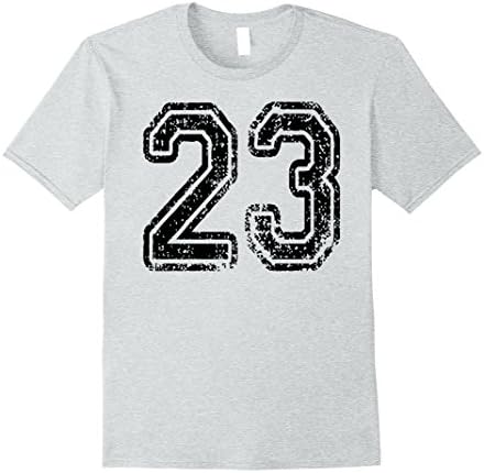 Mens Number 23 T-Shirt - Grungy Sports Team Tees - both sides Medium Heather Grey