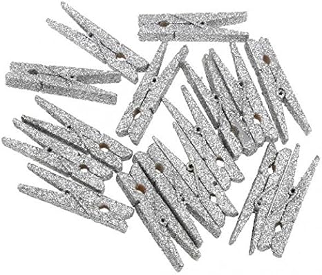 Amazon Co Jp 40枚 ミニ クラフト ペグ 洋服ペグ 木製 スパンコール 洗濯ばさみ クリップ アート 3色選べる グレー ホーム キッチン