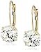 10k Gold Swarovski Zirconia Lever Back Earrings (3 cttw)