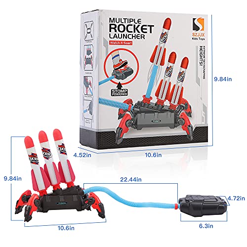 Toy Multiple Rocket Launcher for Kids, Shoots Up to 100 Feet, with 6
