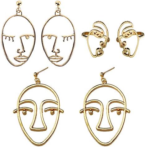 Human Face Dangle Earrings Drop Hoop Tassel Chandelier Ear Cuff Stud Earrings Women Girls Fashion Tribal Piercing Hollow Out Wedding Bridal Tribal Charms Jewelry