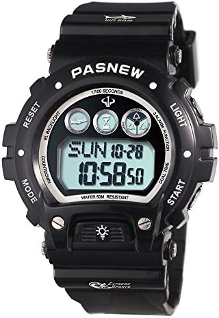 Digital Multi-Function Sports Water Resistant Backlight Wrist Watches Children Boys Girls (Black)