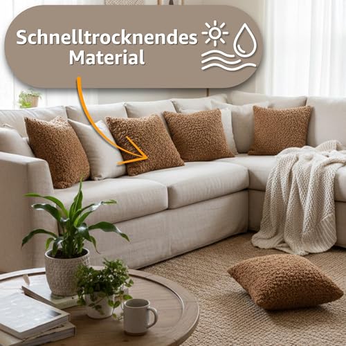 Bouclé Upholstery Fabric 5 m x 140 cm – Fabric by the Metre for Sofas, Fabric for Sofas, Fabric for Sofas Sold by the Metre, Ideal for Cushions, Oeko Tex Cover Brown