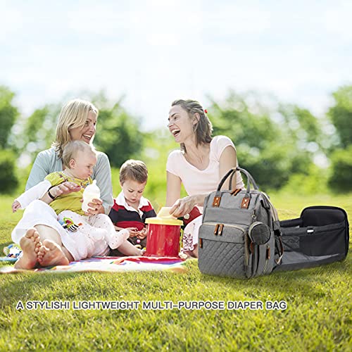 Diaper Backpack with  Changing Station,Diaper Bags Backpack,Baby Bag for Mom and Dad Large Foldable Bassinet for Baby Boy &Girl  Waterproof Travel  (grey3)