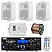 Pyle PDA6BU 200-Watt 2-Channel Digital USB/AUX FM Radio Stereo Amplifier Receiver, Bundle Combo With 4x Enrock EKMR408W 4″ Inch 200-Watt 3-Way White Box Speakers, 50 Feet 16-Gauge Speaker Wirethumb 1