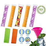 EXSPORT 150 PCS Pop Bags Pop Mold Bags Popsicle Pouches Popsicle Molds Bags BPA Free and FDA Approved Ice Pop Pouch with 2 PCS Popsicle Holders for Yogurt, Ice Candy, Ice cream Party Favors