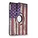 TNP iPad Air 2 Case (USA Flag Pattern) - 360 Degree Rotating Synthetic Leather Stand Case with Smart Cover Auto Sleep & Wake Feature and Stylus Holder for Apple iPad Air 2 (iPad 6) 2014 Model