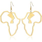 African Earrings for Black Women Black History Month Africa Map Nefertiti Dangle Outfits Accessories Jewelry