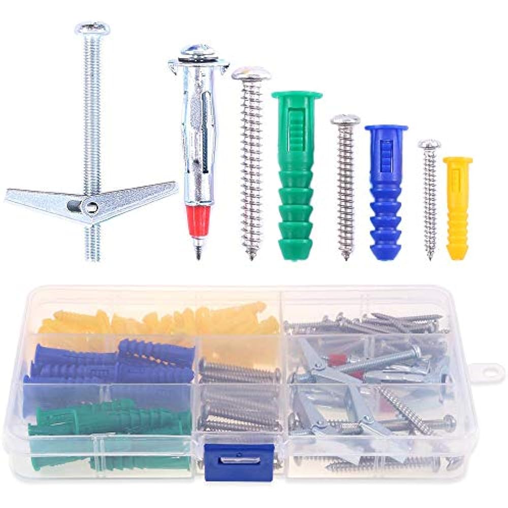 122 Piece Plastic Self Drilling Drywall HollowWall Anchor Molly Bolt