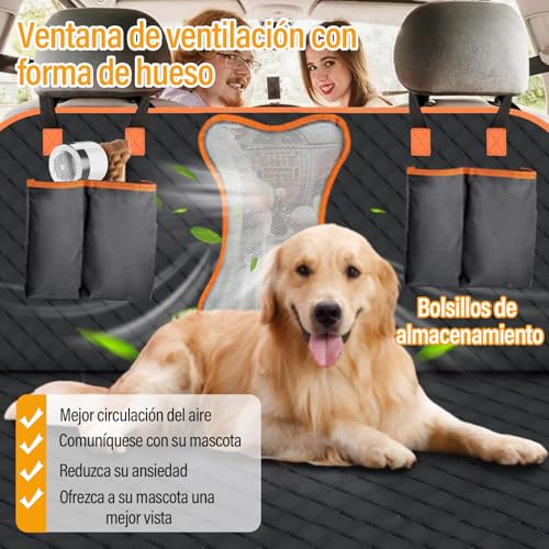 GALASALA Cubre Asientos para Auto Perro, Cubreasientos para Carro Perros, Protector de Asientos Mascotas, Con Comedero Plegable, Antirrozaduras Impermeable, Adecuado Automóviles Camiones SUV Maleteros