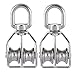 Uxcell a16062200ux0513 M15 304 Stainless Steel Double Sheave Swiveling Head Crane Pulley Block 2pcs