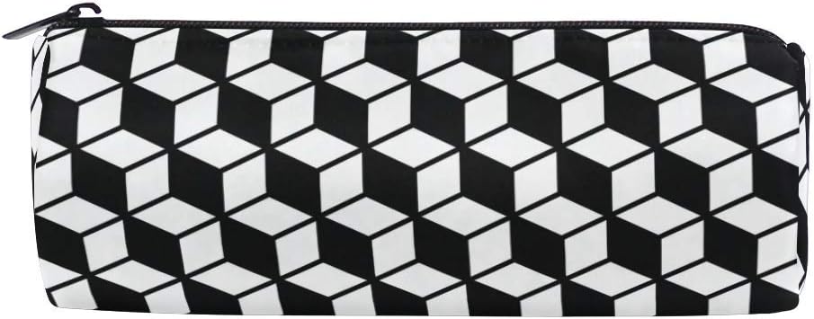 RGFDF Geometría Cubos blancos y negros Estuche de lápices Bolsa de