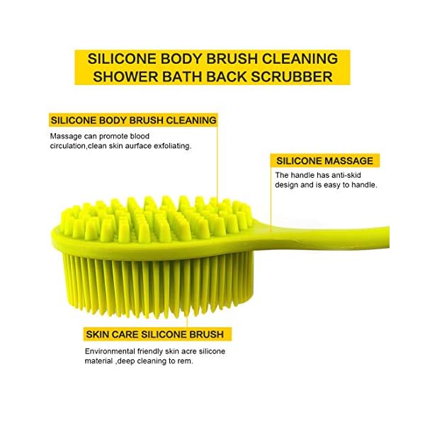 Ithyes Silicone Body Brush, Bath Brush Back Scrubber Long Handle Bath Shower Brush with Ultra Soft Bristles,Non-Slip…