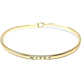 by you Inspirational Positive Message Engraved Thin Cuff Bangle Hook Bracelet