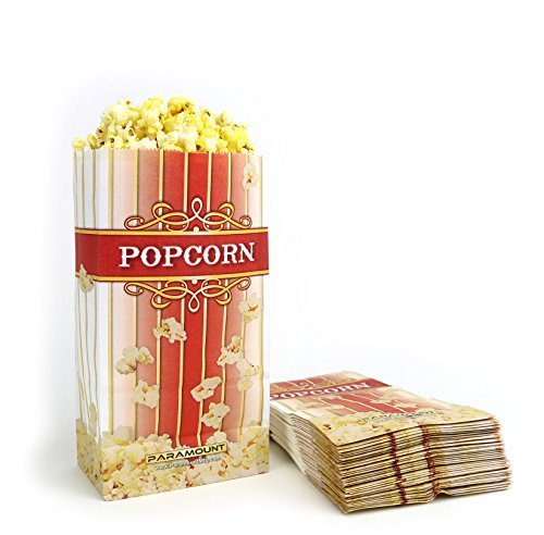 100 Popcorn Serving Bags - &amp;#39;Small&amp;#39; Standalone Flat Bottom Paper Bag Style