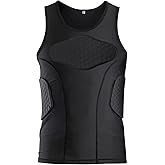 GRDFLX Men Padded Compression Shirt Football Rib Protectors Chest Guard 4-Pads Padded Shirt Protective Gear for Youth Adult
