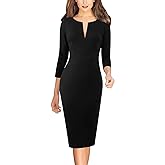 VFSHOW Womens Slim Zipper Up Work Business Office Party Bodycon Pencil Sheath Dress