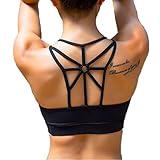 LYZ Women's Padded Sports Bra Criss Cross Back High Impact Strappy Yoga Bra