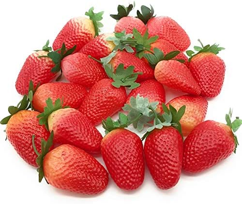 Yumenomi 本物そっくり 食品サンプル ヘタ付き いちご フルーツ かわいい ディスプレイ 個 あきひめ Logicel