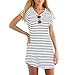 haoricu Women Dress, Fall Vintage Autumn New Women Crew Neck Short Sleeve Striped Loose T-Shirt Dress Casual (M, White)