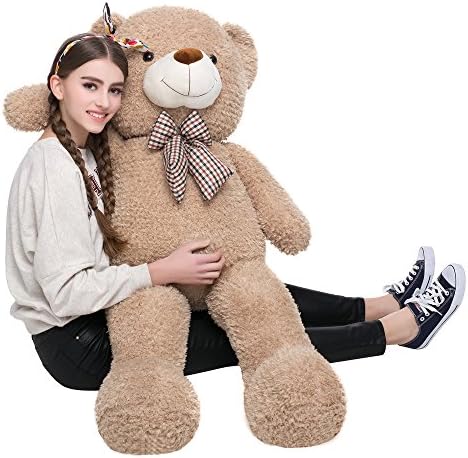 Cecilia Huge Teddy Bear 4 Feet Tall Big Soft Teddy Bear Cuddly Kids Toy Birthday Gift for Girlfriend-Light Brown