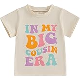 Big Cousin Shirt Toddler Boys Girls Funny Letter Print Summer Short Sleeve Top Auntie Pregnancy Reveal T-Shirt
