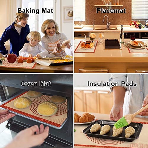 Silicone Pastry Mat With Measurements,Non-stick Silicone Baking Mat for Rolling Dough Non Slip Extra Large Fondant Mat,BPA-Free Counter Mat,Oven Liner for Pie Crust,Pizza and Cookies 16\'\'(W)26\'\'(L)